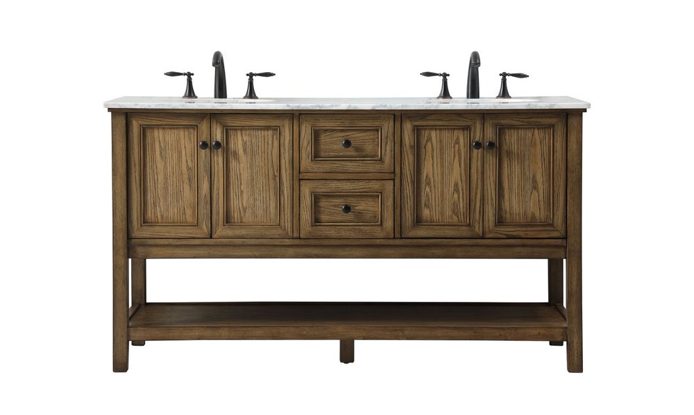 60 Inch Double Bathroom Vanity in Driftwood