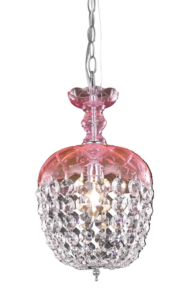 Rococo 1 light Pink Pendant Rosaline (Pink) Royal Cut Crystal