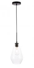 Elegant LD2260BK - Gene 1 Light Black and Clear Glass Pendant