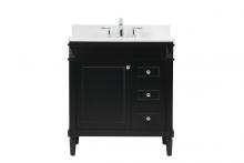 Elegant VF31832BK-BS - 32 Inch Single Bathroom Vanity in Black with Backsplash