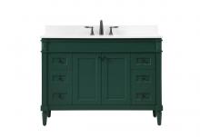 Elegant VF31848GN-BS - 48 Inch Single Bathroom Vanity in Green with Backsplash