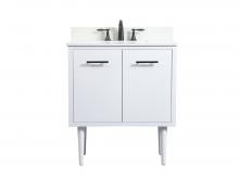 Elegant VF48030MWH-BS - 30 Inch Single Bathroom Vanity in White with Backsplash