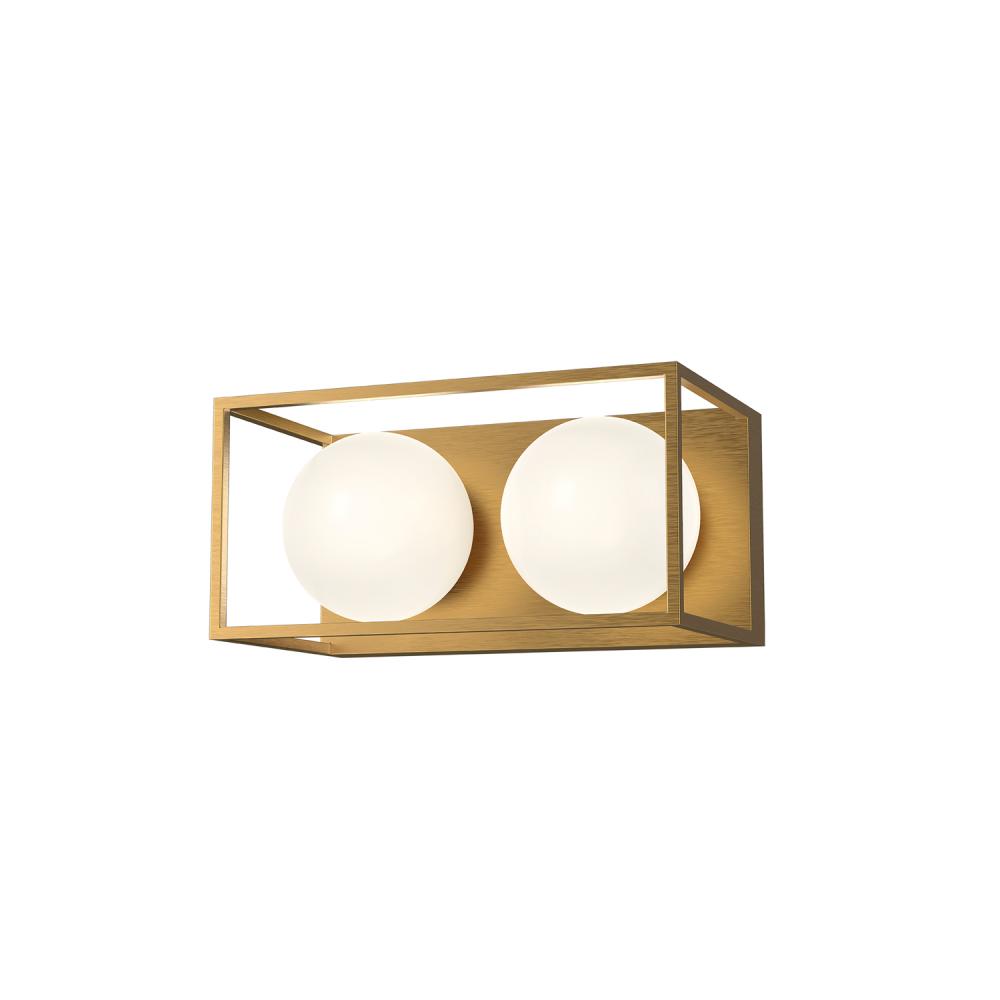 Amelia 13-in Aged Gold/Opal Matte Glass 2 Lights Vanity