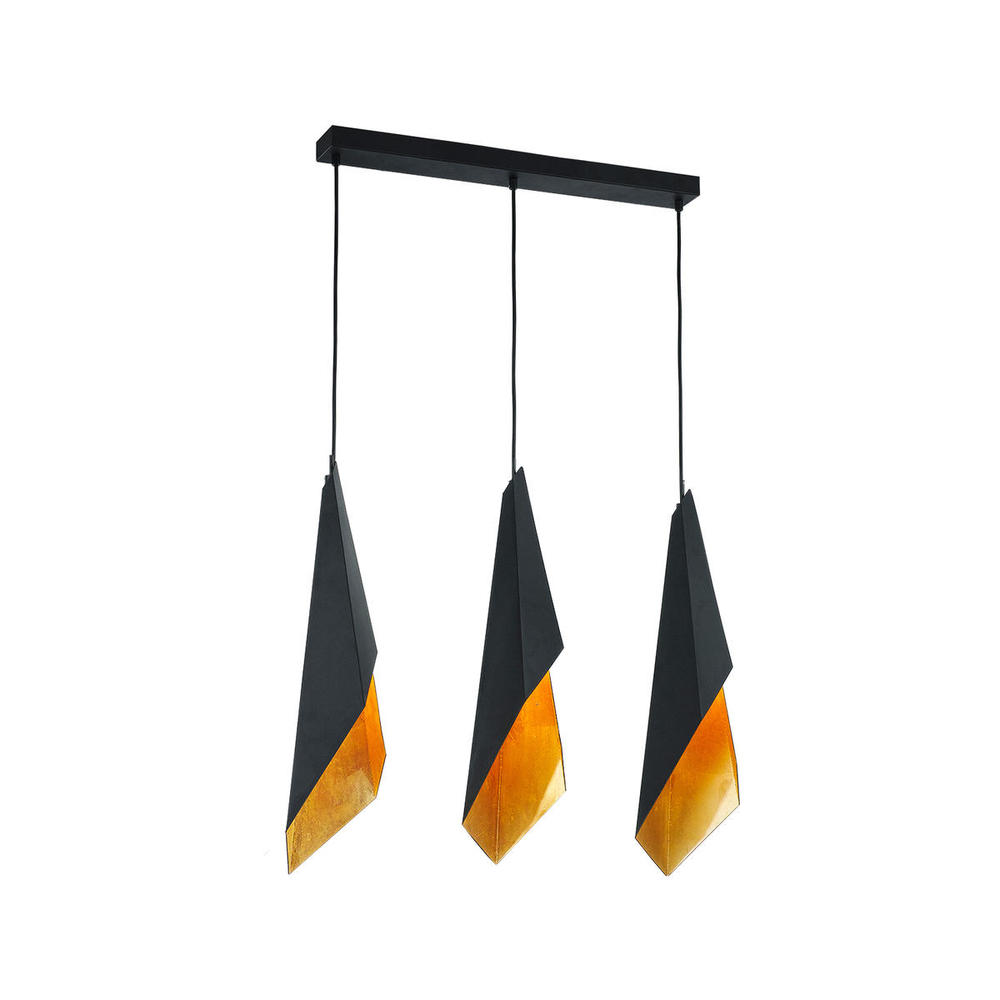 VELO LINEAR PENDANT 3 LIGHT MATTE BLACK GOLD FOIL