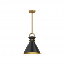 Alora Lighting PD412011AGMB - Emerson 11-in Aged Gold/Matte Black 1 Light Pendant