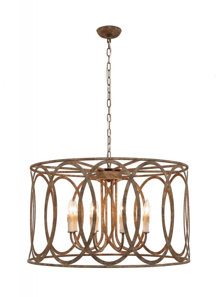 CHATRIE 31" ROUND LARGE BROWN DRUM CHANDELIER