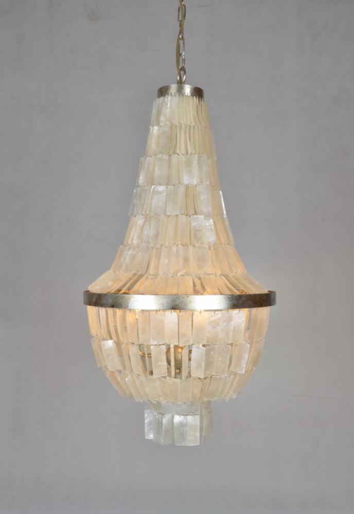 Emory Silver Leaf Chandelier With Capiz Shell, Small