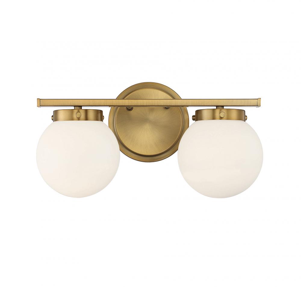 2-Light Bathroom Vanity Light in Natural Brass