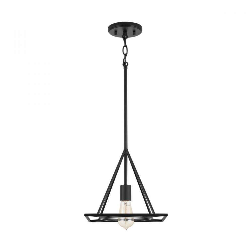 1-Light Modern Linear Geometric Pendant in Matte Black