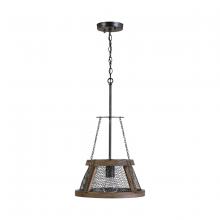 Austin Allen & Co. 9D322A - 1-Light Wood and Mesh Shade Pendant